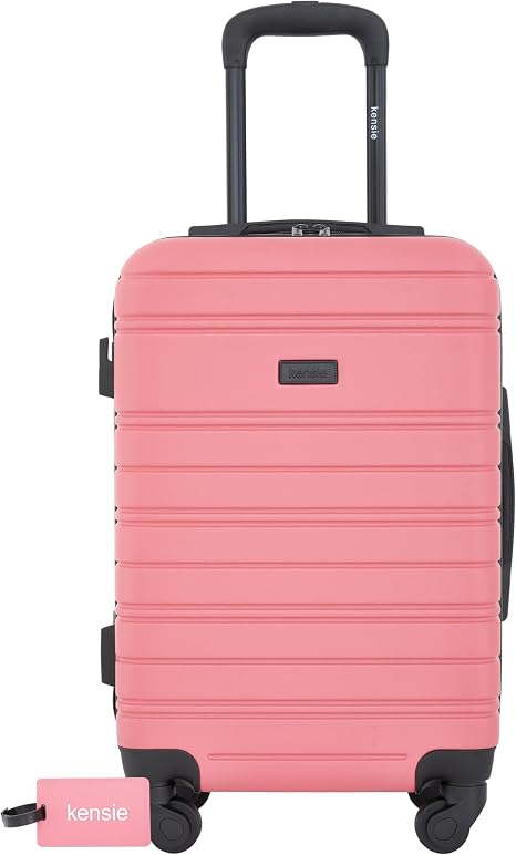 kensie 22" Peonies Hardside Carry-On Luggage with ID Tag, Flowering Ginger - skull suitcase