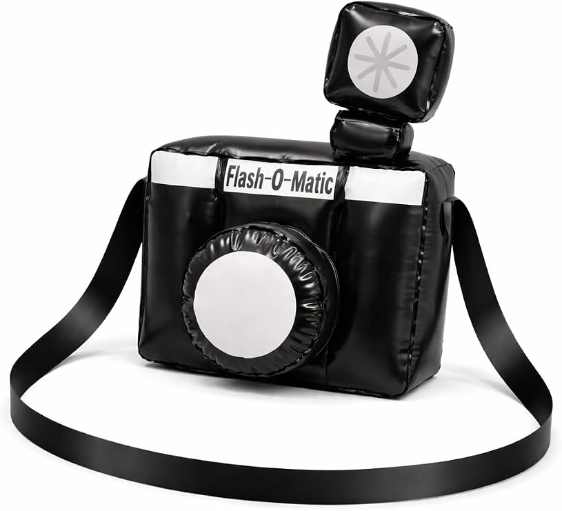 Inflatable Camara | Large Inflatable Clown Camera | Paparazzi & Photobooth Props | Oversized Camera Prop | Black/Silver | 10H x 7.5W x 5.5D Inches - skull inflatable