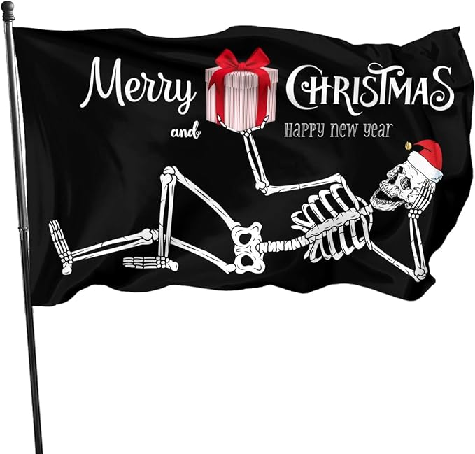 Christmas Skeleton Flag 3x5 Ft Outdoor Outside Yard Banner - skeleton