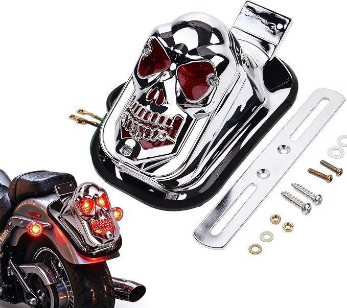 Sosoport Motorcycle Tail Light Skull Light Skull Headlight Motorcycle Light Tool Motorcycle Light Accessory Kit