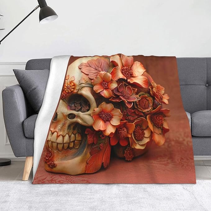 Dead Sugar Horror Skull - Ultra-Soft Micro Fleece Blankets Throw Blankets Carpet Gift for Home Decoration, Decor Sofa, Office, Dormitory Bed car Camp Couch All Seasons - 60"x50" - skull carpet