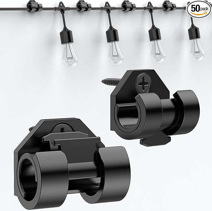 Lewufe Hooks for Outdoor String Lights Clips, 50 Pack - string light