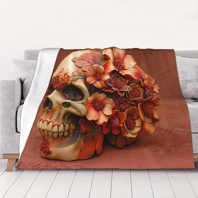 Dead Sugar Horror Skull - Ultra-Soft Micro Fleece Blankets Throw Blankets Carpet Gift for Home Decoration, Decor Sofa, Office, Dormitory Bed car Camp Couch All Seasons - 60"x50" - skull carpet