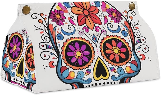 Tissue Box Cover Home Decor Rectangle Sugar Skull Printed Tissue Box for Bathroom Vanity Countertop Night Stands Bedroom Office Desk - skull toilet paper