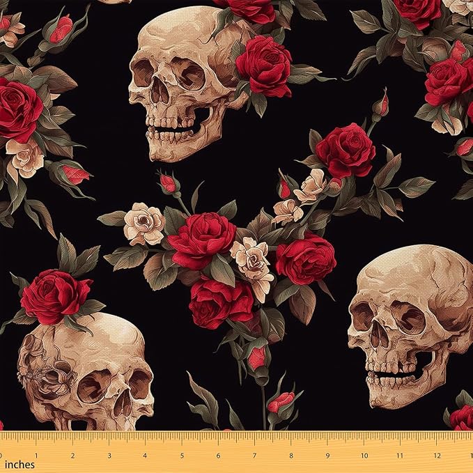 Feelyou Sugar Skull Fabric By The Yard Kids Decorative Soft