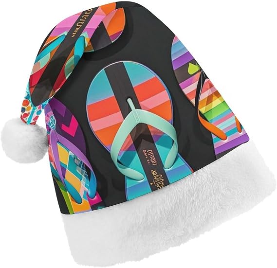 Flip Flops Santa Hat for Women Men Christmas Beanie Hat Xmas Party Hat Stocking Hat Skull Cap - sugar skull costume