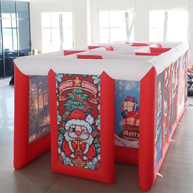 Christmas House Maze Labyrinth Arena for Outdoor Fun - Inflatable Christmas Maze Game (20ft x 10ft with Blower) - skull inflatable