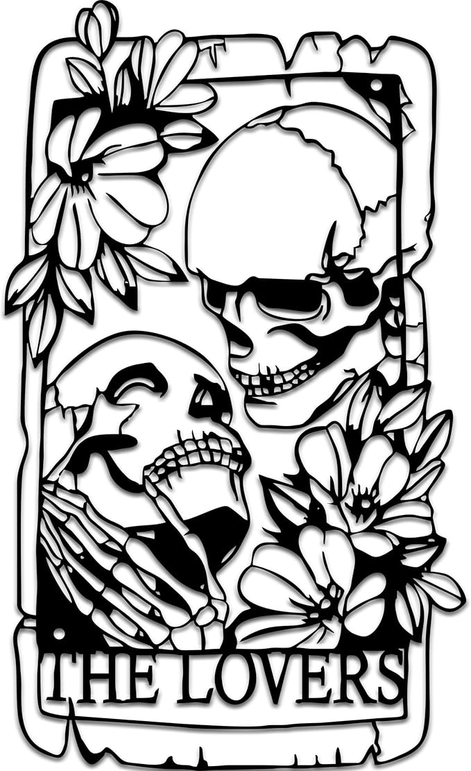 Rajukit Romantic Skeleton Couple Metal Wall Art-Gothic Skull Decor