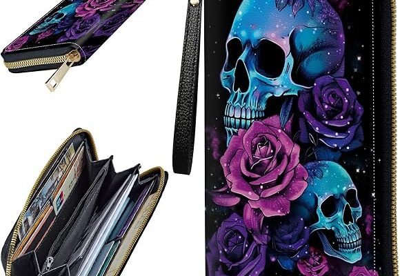 Women’s Clutch Purse with Wrist Strap, Slim PU Leather Cell Phone Wallet Large Capacity