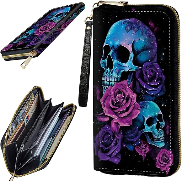 Women’s Clutch Purse with Wrist Strap, Slim PU Leather Cell Phone Wallet Large Capacity