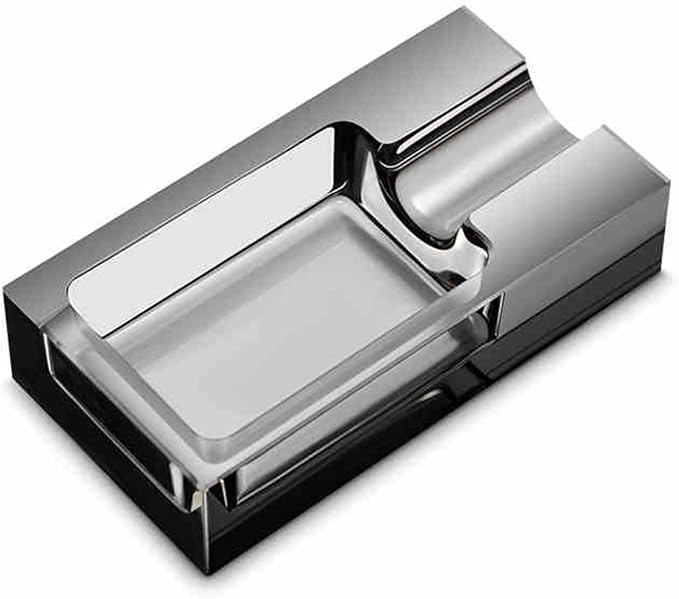 Cigar Ashtray Square Crystal Glass Large Slot Durable Cigarettes Ash Holder for Home,Office, Patio, Bars Et (Black) - skull ashtray