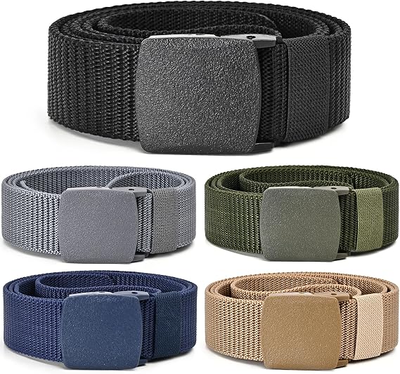UNGGJKB Tactical Men's Nylon Belts,5 Pack Men Casual Canvas Belt - skull wallet