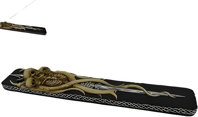 ICE ARMOR 10.75" Long Skull Couple Incense Burner Statue Sculpture Ornament Decoration Home/Room Decor Ideas for Housewarming, Holidays and Birthdays Great Collectible Addition - skull incense burner