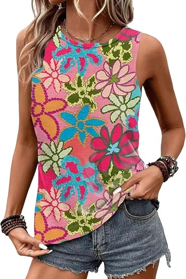 Leopard Print Tank Top for Women Summer Sleeveless Tops Casual Cute Graphic Tanks Loose Fit Vintage Vacation Shirt - skull tank tops