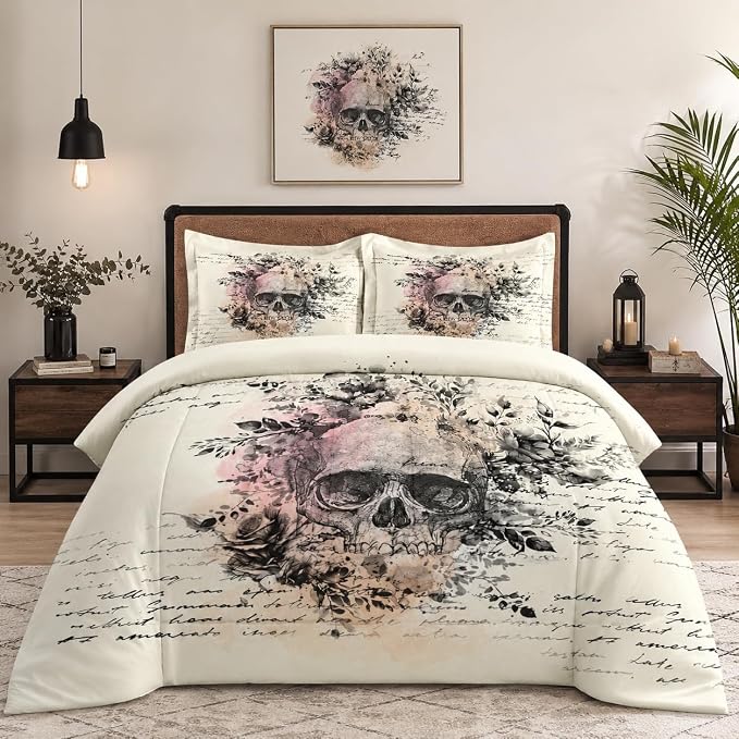 WeCozy King Comforter Set, 3 Pieces Gothic Goth Bedding, All Season