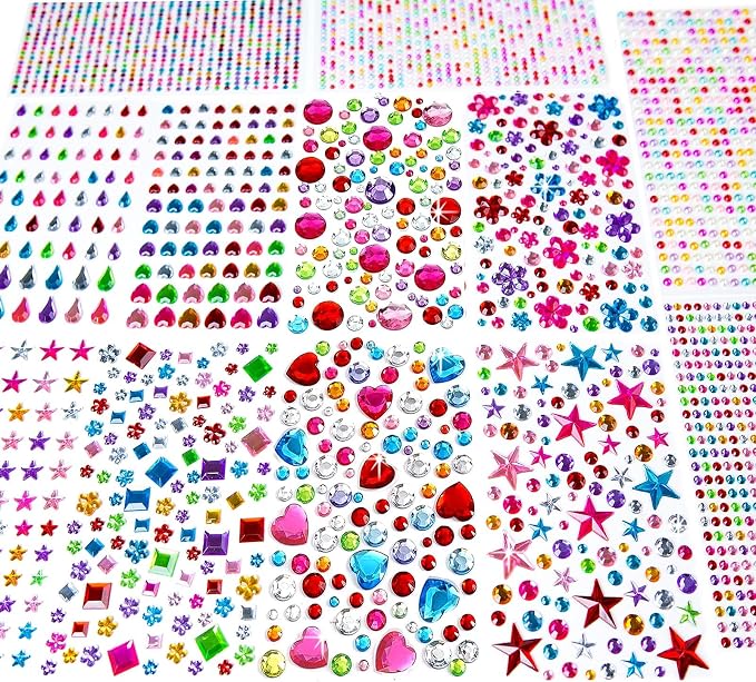 3228pcs Gems Stickers, Self Adhesive Rhinestone Jewel Gems - skull sticker