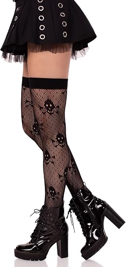 Leg Avenue womens Stockings for Women Sexy Thigh Highs - sugar skull costume