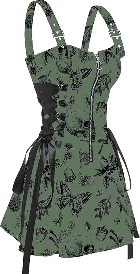 DRESSFO Buckle Lace-Up Mini Dress - sugar skull dress