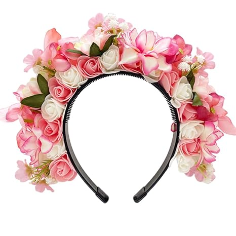 OULIGET Handmade Wreath Hairband,Flower Crown Hairband Double Sided Floral for Day of The Dead Cosplay Party Festivals - skull wreath