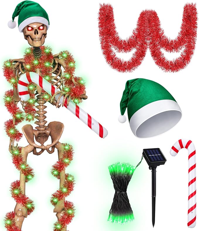 Cozypower 12 ft Skeleton Christmas Outfit Accessories, Green - skeleton
