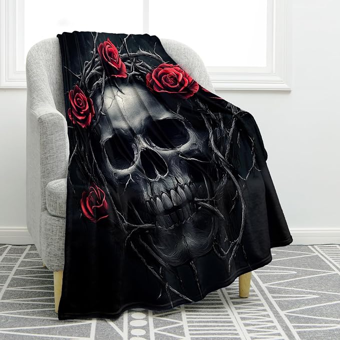 Jekeno Skull Gifts Blanket Gothic Throw Blanket - skull blanket