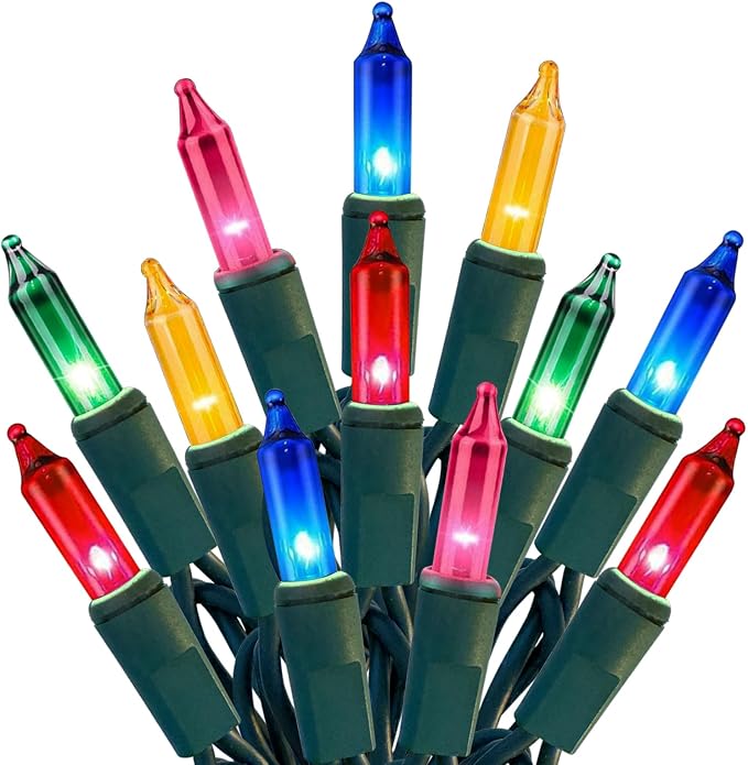 HISHINY Christmas Lights 100 Count Multicolor Christmas Tree String Lights with Green Wire for Outdoor Indoor Christmas Decorations Wedding Decorations Valentines Day Decor,UL Certified (21feet) - string light