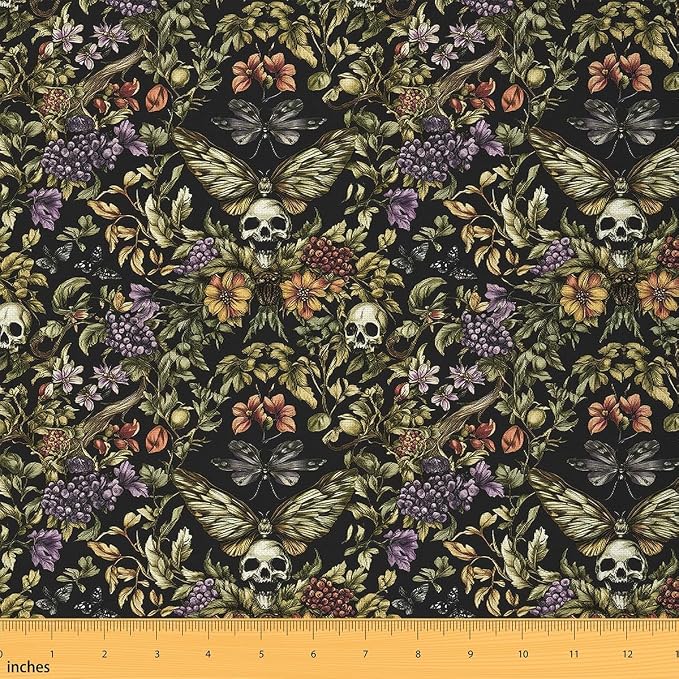 Feelyou Sugar Skull Fabric By The Yard Decorative Soft - sugar skull costume