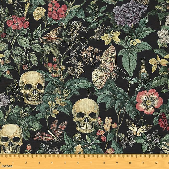 Feelyou Sugar Skull Fabric By The Yard Decorative Soft - sugar skull handbags for sale