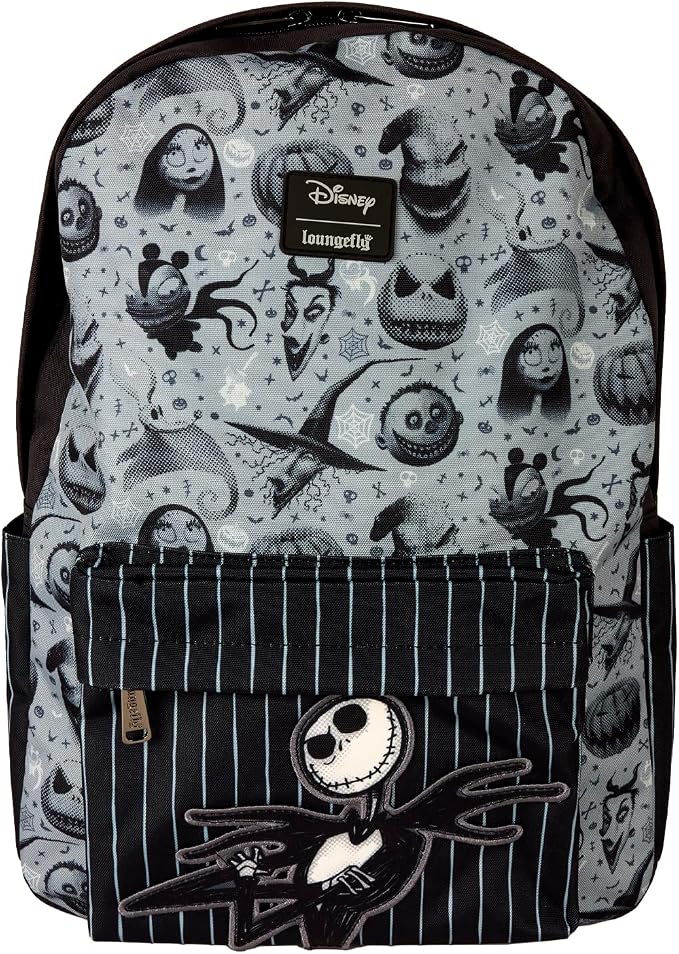 Loungefly Disney The Nightmare Before Christmas Nylon Full-Size Backpack - skull backpack
