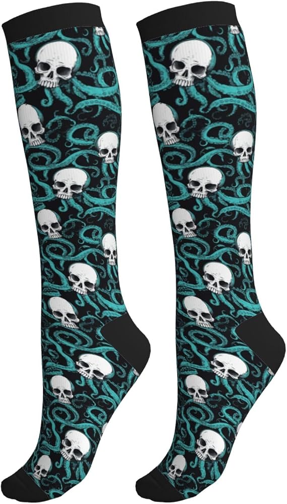 Avocado Compression Socks Women Men Knee High Stock for Running Work Support Nurses Travel - sugar skull costume