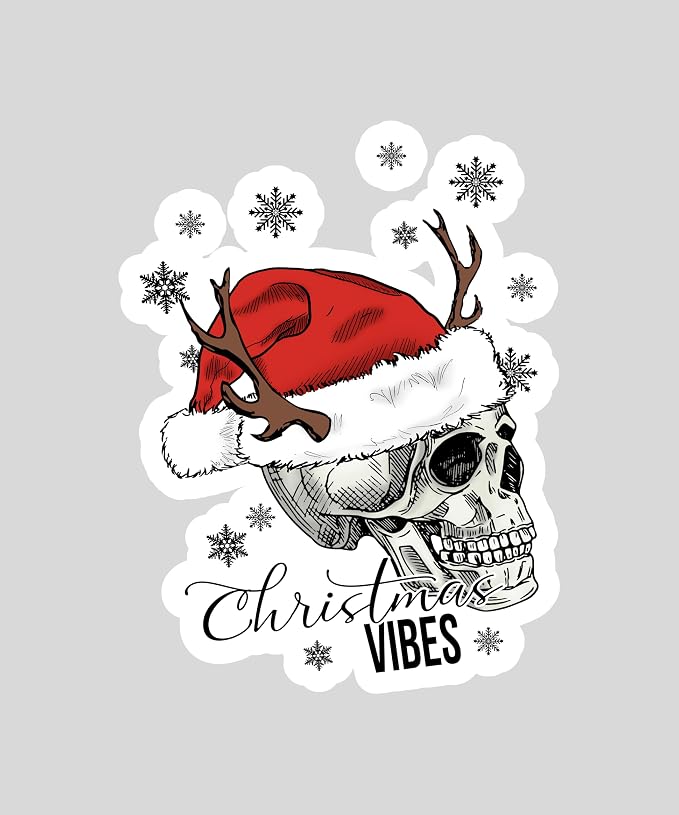 Spooky Christmas Quote Skeleton Skull String Lights Holidays Humor Whimsical Vinyl Sticker (4" inches) - string light