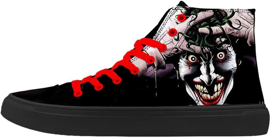Men's Black Skull Shoes Canvas Print Shoes High Top Men Sneaker Punk Halloween Skeleton Shoe - sugar skull boots