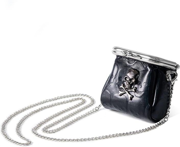 chushui Mini Kiss Lock Crossbody Bag Set, Faux Leather Tiny Coin Purse with Chain, Small Micro Purse for Women