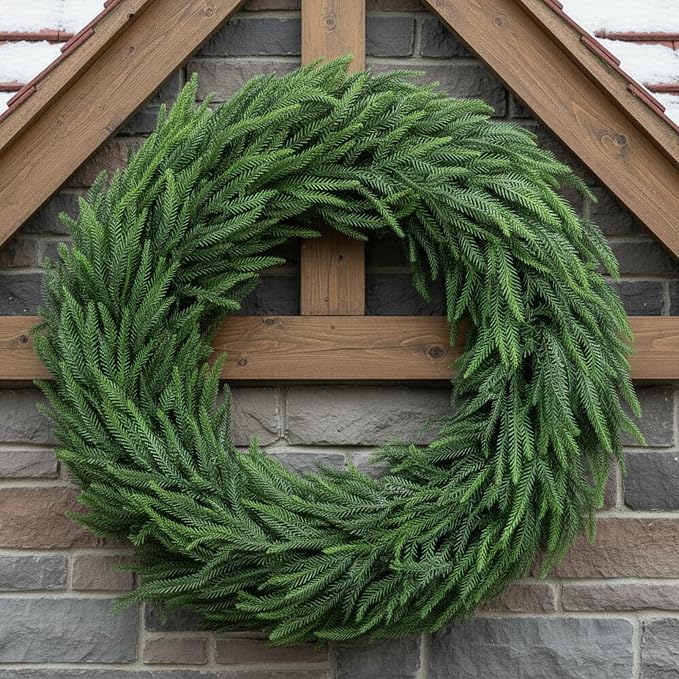 Wavwavw 48" Christmas Large Norfolk Pine Wreath for Front Door - skull wreath