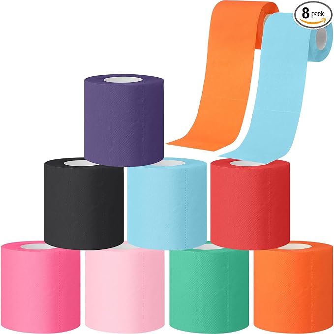 Gilprop 8 Rolls Colored Toilet Paper Multicolor, Multicolor - skull toilet paper