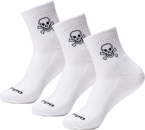 DEL CAMPO Performance Golf Socks – Premium Quarter-Height & Cushioned Socks with Unique Hand-Drawn Designs (Design 3-Pack) - sugar skull costume