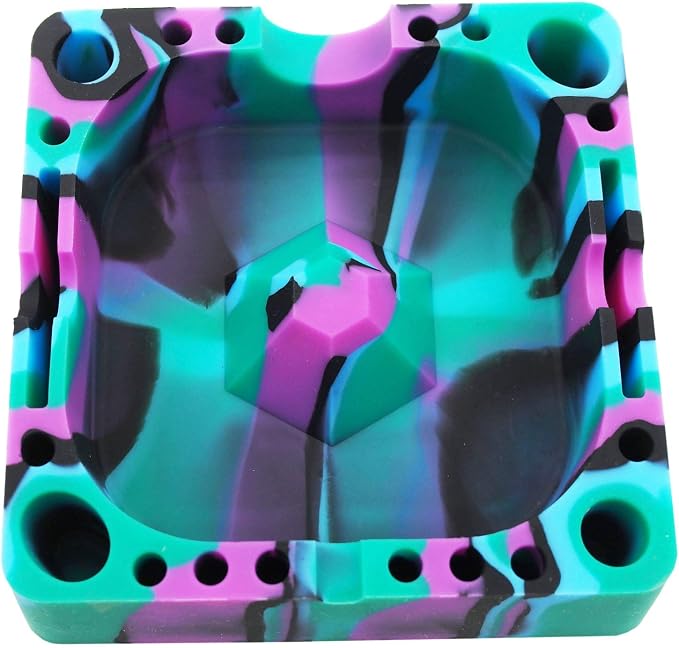 Portable Silicone Ashtray for Smoking Heat Resistant (Purple) - skull ashtray