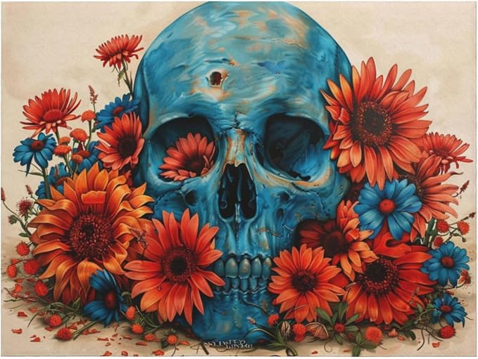 Sugar Horror Skull and Flowers - Ultra-Soft Micro Fleece Blankets Throw Blankets Carpet Gift for Home Decoration, Decor Sofa, Office, Dormitory Bed car Camp Couch All Seasons - 60"x50" - skull carpet