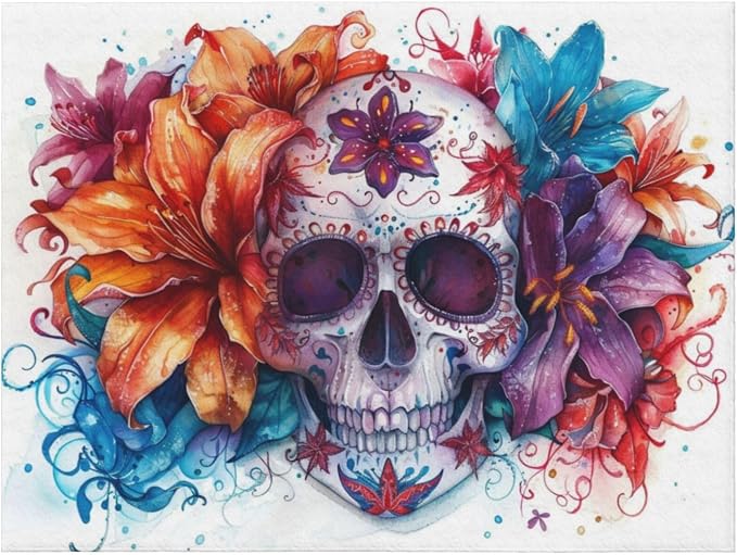 Sugar Horror Skull and Flowers - Ultra-Soft Micro Fleece Blankets Throw Blankets Carpet Gift for Home Decoration, Decor Sofa, Office, Dormitory Bed car Camp Couch All Seasons - 60"x50" - skull carpet