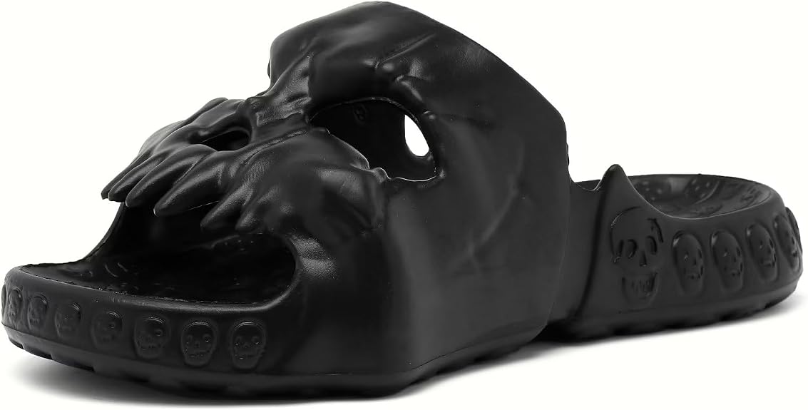 Skull Slide Sandals for Women Men Anti-Slip Cushioned Slippers EVA Thick Soft Slides Open Toe Slide on Indoor Outdoor Beach Pool Sandals - sugar skull costume