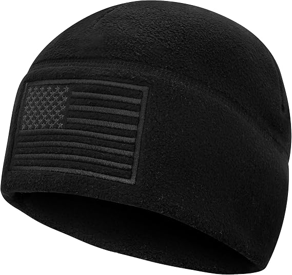 American Flag Fleece Watch Cap, Winter Warm Fleece Beanie, USA Army Military Tactical Beanie Hat - skull watch