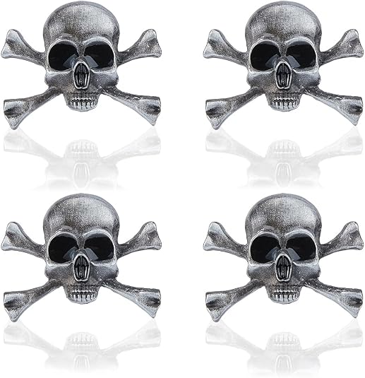 SUPERFINDINGS 4Pcs Gothic Skull Brooch Punk Style Skeleton Brooch Skull and Crossbones Alloy Badge Pin Halloween Costume Decor for Men Woman Coat Cloth Jacket - skull jacket