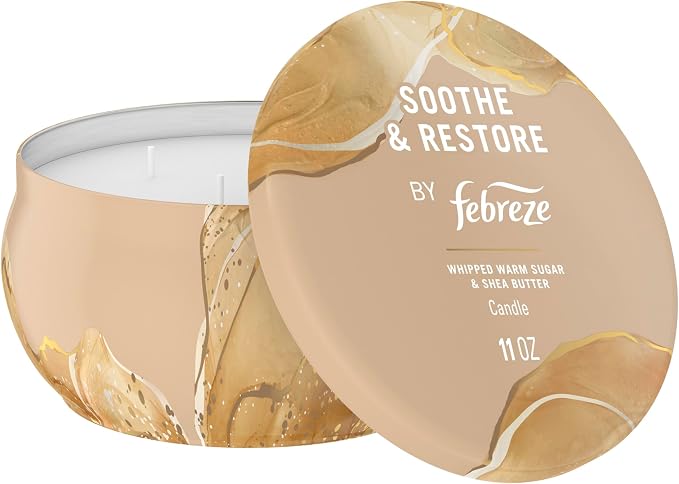 Febreze Scented Candle, Soothe & Restore Scent, 11 oz 4 Wick Candle, Single Pack - skull candle