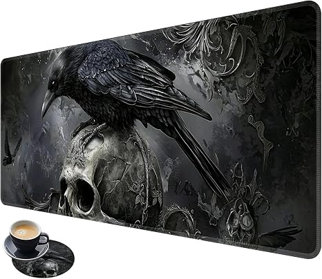Desk Mat Large Gaming Mouse Pad with Stitched Edges - skull coaster