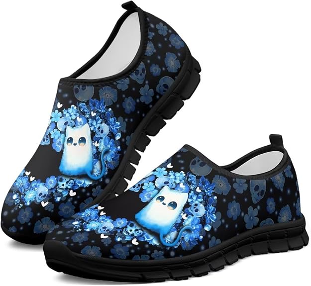 Women's Fashion Sneakers Slip On Walking Loafers Travel Shoes - sugar skull boots