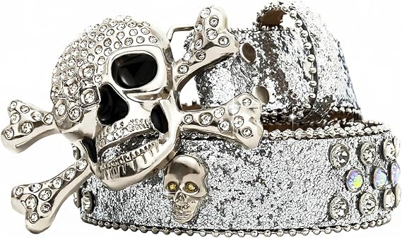 Western Skull Rhinestones Belt for Cowgirl Women Studded Belts women’s belts