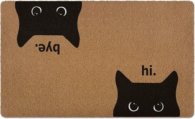 Black Cat Door Mat, Black Cat Gifts, Cats welcome mat, Cute Funny Welcome Front Door Mat Indoor Entrance, Artificial Coir Doormat Rugs for Cats Lovers Owners Porch Entry Patio Decor 30x17in - skull door mat