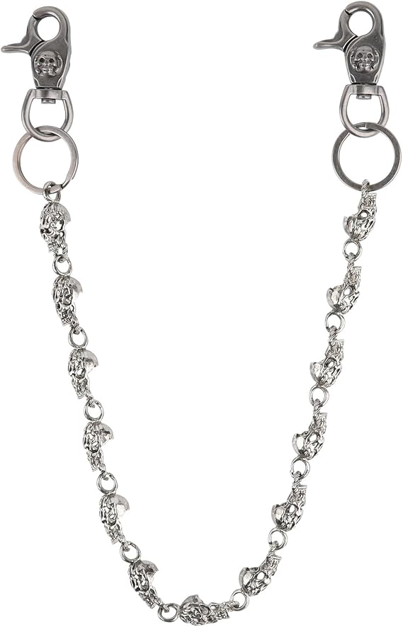 PINKPIN Unisex Pants Wallet Chain for Jeans, Wallets, and Belts, Punk Rock and Casual Streetwear Clothing Accessories - skull jacket
