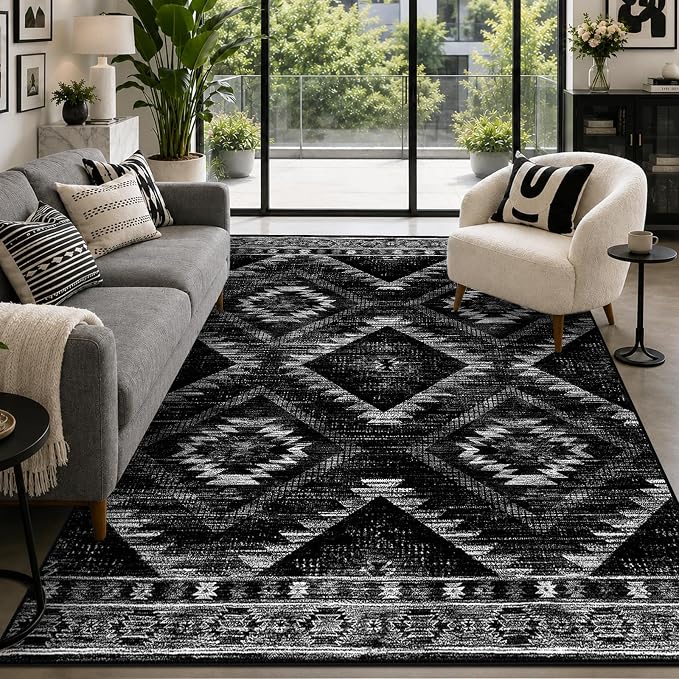 5’x7′ Washable Area Rug for Living Room Bedroom Black