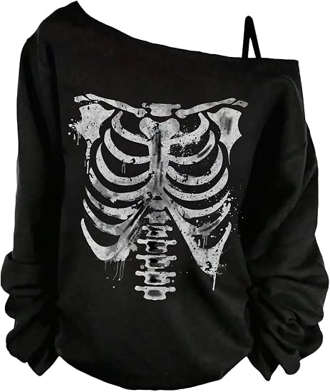 COZYEASE Women's Plus Size Gothic Skull Graphic Tees T Shirt Loose Y2K Tops - skull leggings